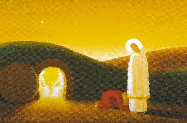 Vzkriesený Kristus a Mária Magdaléna 3 - akad. maliar Ladislav Záborský