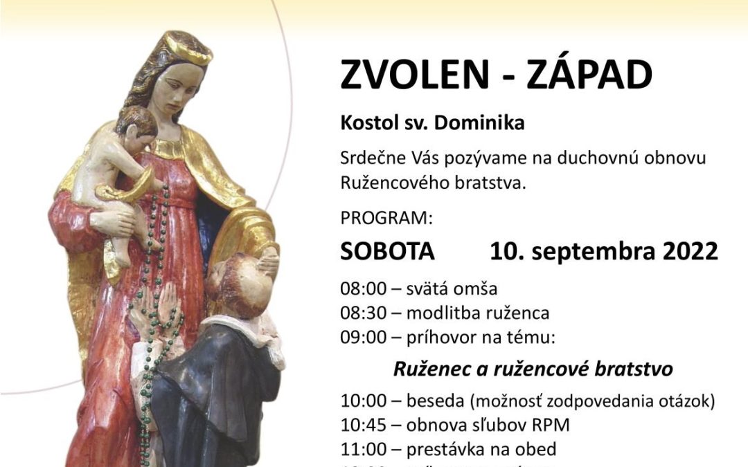 Duchovná obnova Ružencového bratstva 10. 9. 2022
