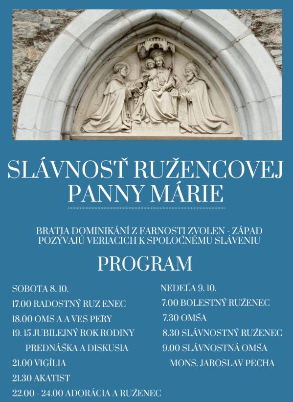 Slávnosť Ružencovej Panny Márie Zvolen 2022