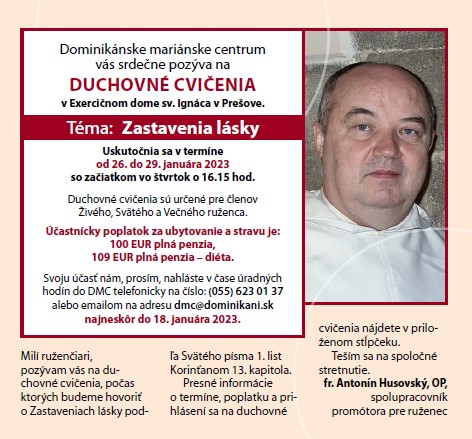 Duchovné cvičenia pre ruženčiarov Prešov